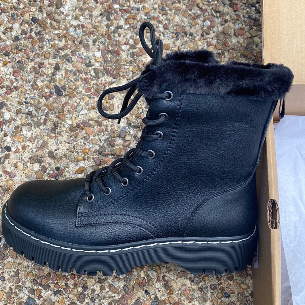 Portland By Portland Boot Company Hallie Faux Fur Combat Boot 9
